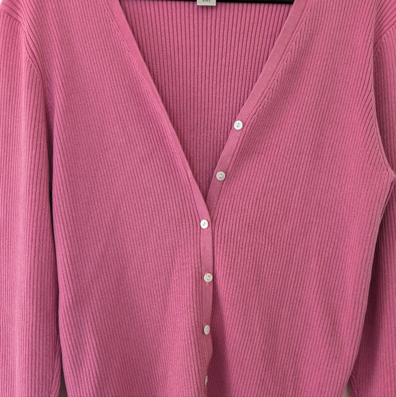 Vintage Y2K Chico's Pink Silk Blend Ribbed Cardigan Women's size 2 (M) - Picture 6 of 6